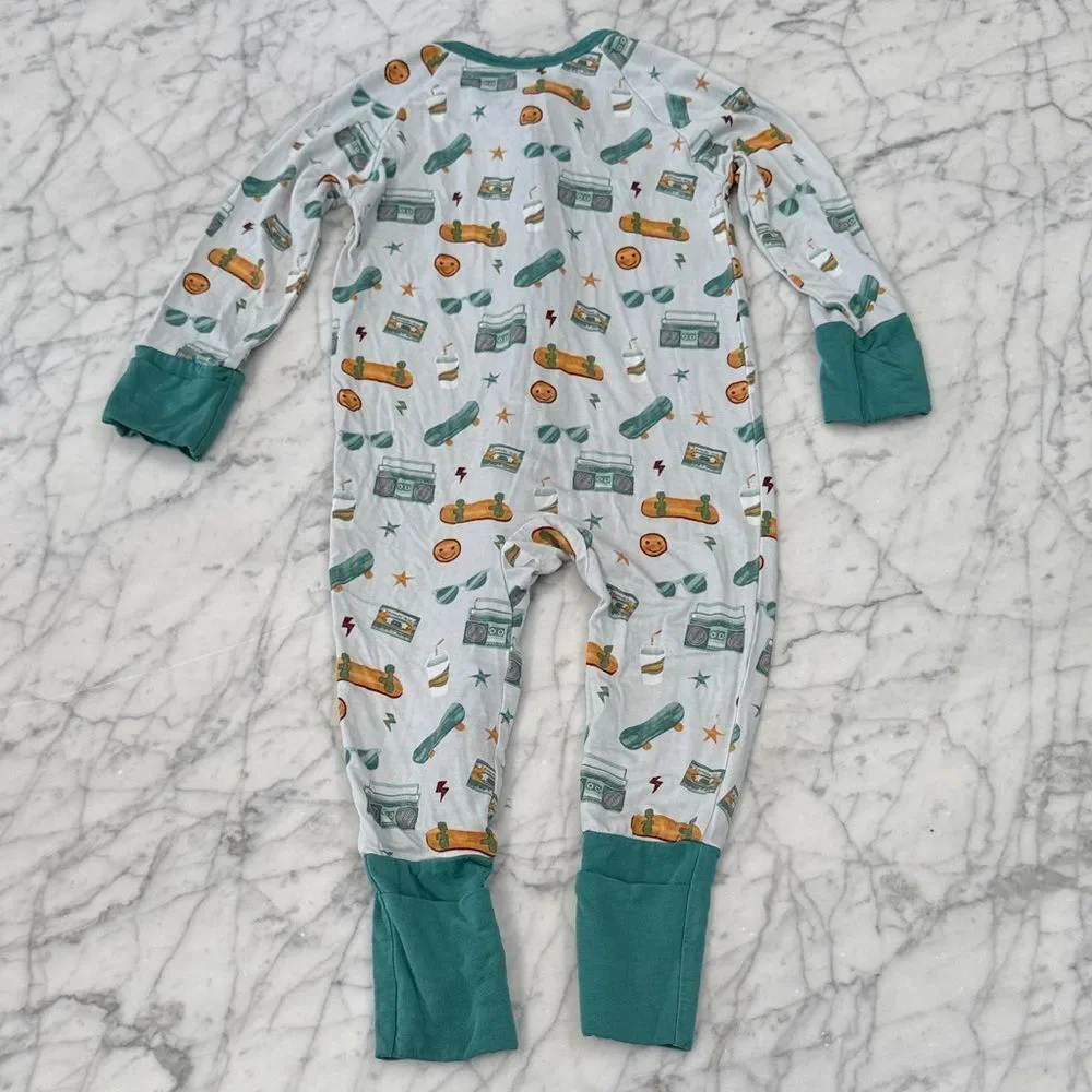 Roll with it Skateboard Bamboo Convertible Pajama Emerson and Friends S 12-18 Mo